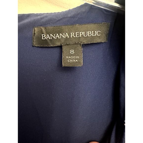 Banana Republic Navy Stripe Ruffle Midi Dress – Size 8 - Picture 2 of 5